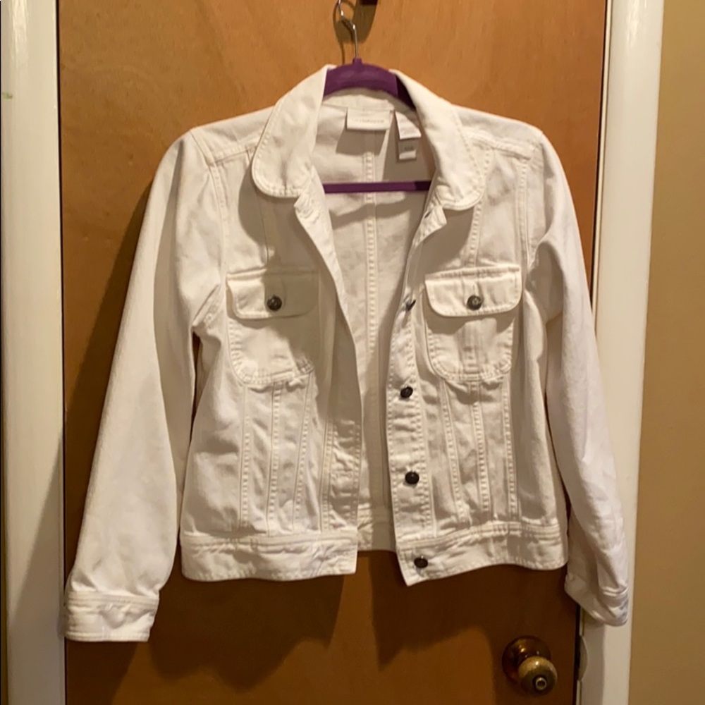 Jean jacket white Med Liz Claiborne EUC